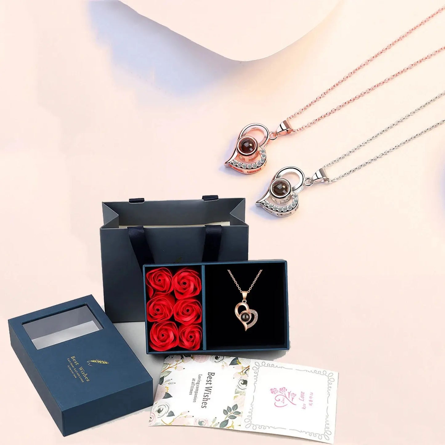 100 Languages "I Love You" Necklace with 6 Roses Luxury Gift Box - Pawsome zkcreartive