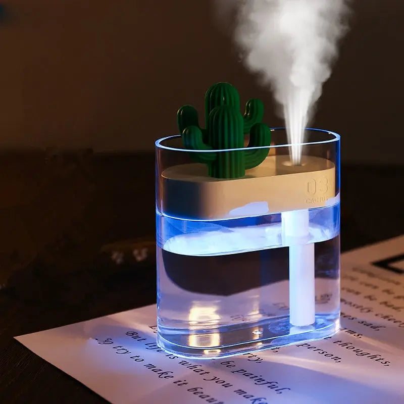 160ML Ultrasonic Air Humidifier Clear Cactus Color Light USB Essential Oil Diffuser Car Purifier Aroma Diffusor Anion Mist Maker - Pawsome zkcreartive