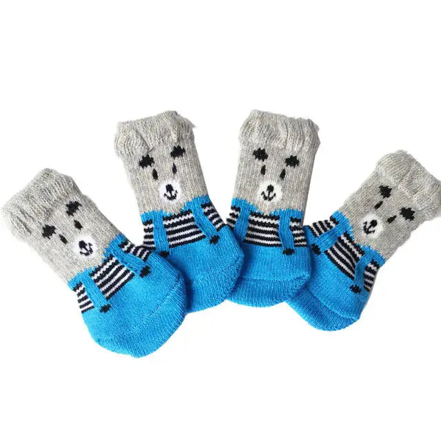 4Pcs Set Knitted Pet Socks Pawsome zkcreartive Pawsome zkcreartive pet soaks A-Blue-L 6.14