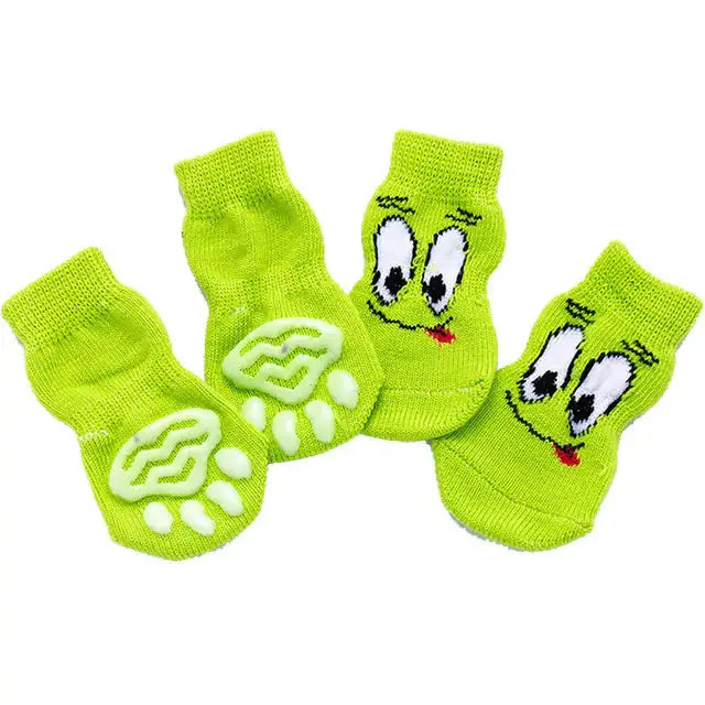 4Pcs Set Knitted Pet Socks  Pawsome zkcreartive pet soaks A-Mint-Green-L 