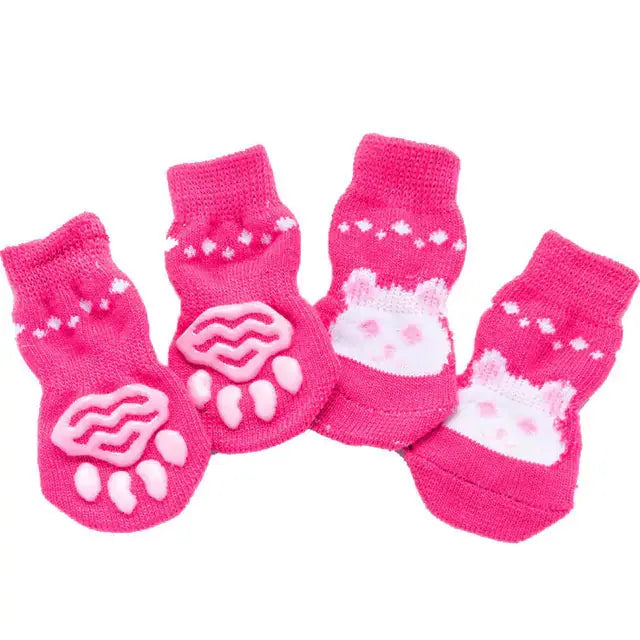 4Pcs Set Knitted Pet Socks Pawsome zkcreartive Pawsome zkcreartive pet soaks A-Rose-Red-L 6.14