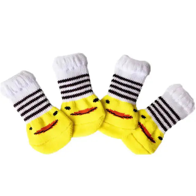 4Pcs Set Knitted Pet Socks  Pawsome zkcreartive pet soaks A-Yellow-L 