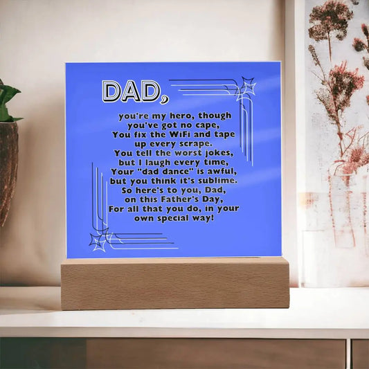 Dad you're my hero Printed Acrylic Plaque - Pawsome zkcreartive