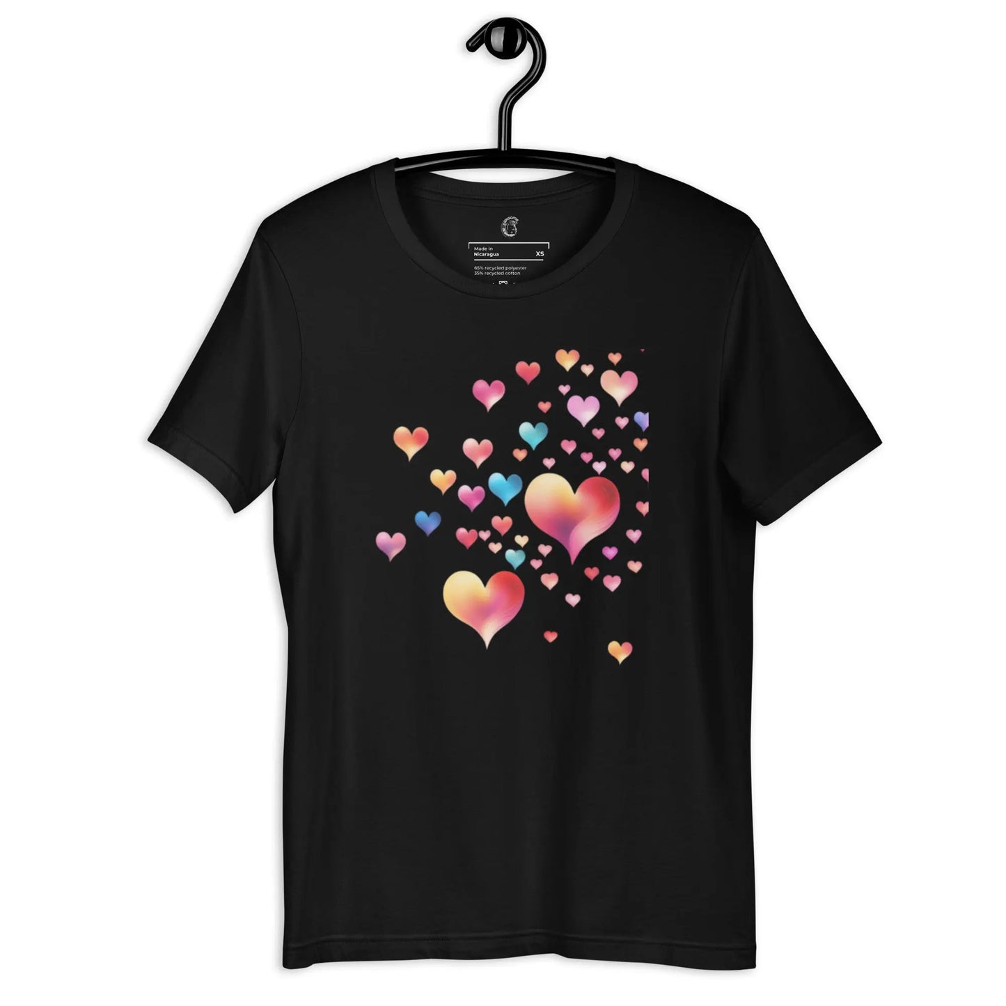 Embrace Eco Elegance: Unisex Heart-Designed T-Shirt  Pawsome zkcreartive  Black-3XL 