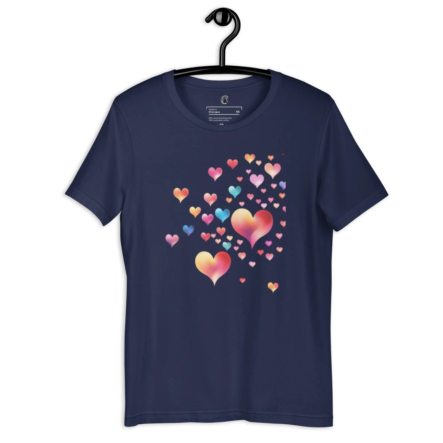 Embrace Eco Elegance: Unisex Heart-Designed T-Shirt  Pawsome zkcreartive  Navy-3XL 