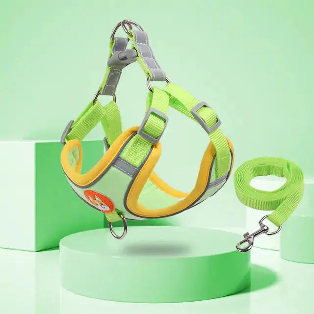 Reflective Pet Harness And Leash Set  Pawsome zkcreartive pet harness and lead Green-S-for2-3kg 