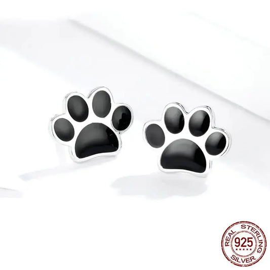 Sterling Silver Paw Stud Earrings  Pawsome zkcreartive paw sterling silver earrings  