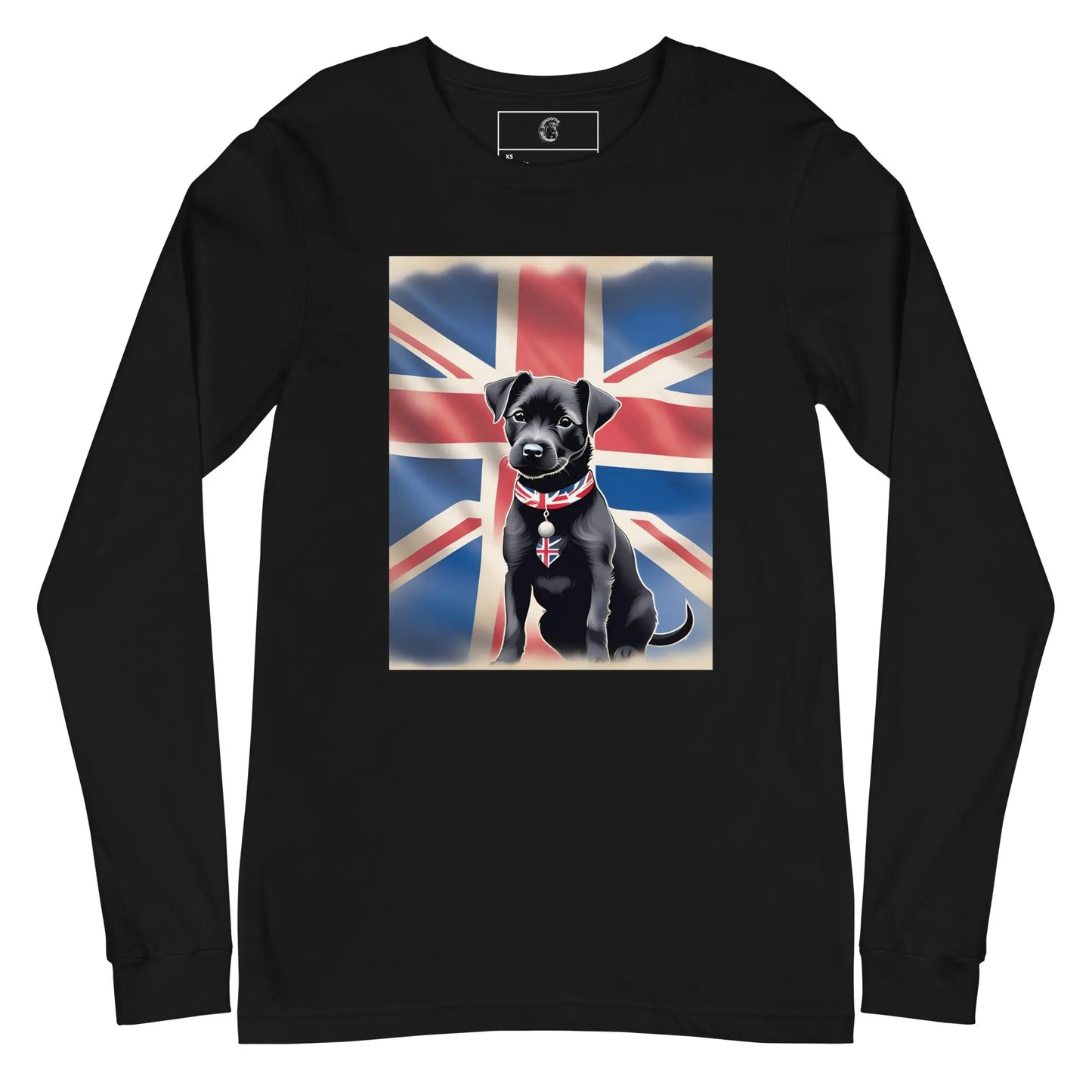 Unisex Long Sleeve Tee - Patterdale Terrier with Union Jack Design | Versatile British Dog Lover Shirt  Pawsome zkcreartive  Black-2XL 