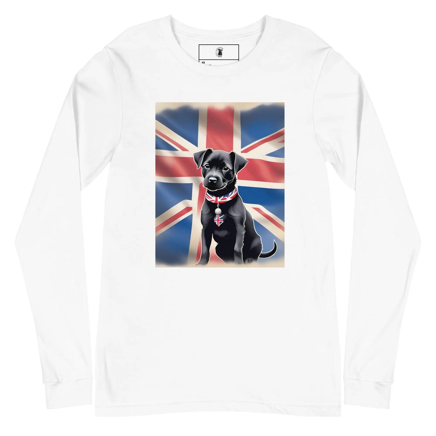 Unisex Long Sleeve Tee - Patterdale Terrier with Union Jack Design | Versatile British Dog Lover Shirt  Pawsome zkcreartive  White-2XL 