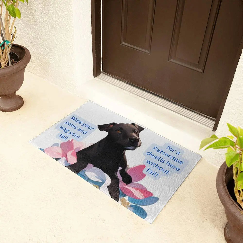 Wipe your paws and wag tail for a Patterdale dwells here without fail! - Pawsome zkcreartive