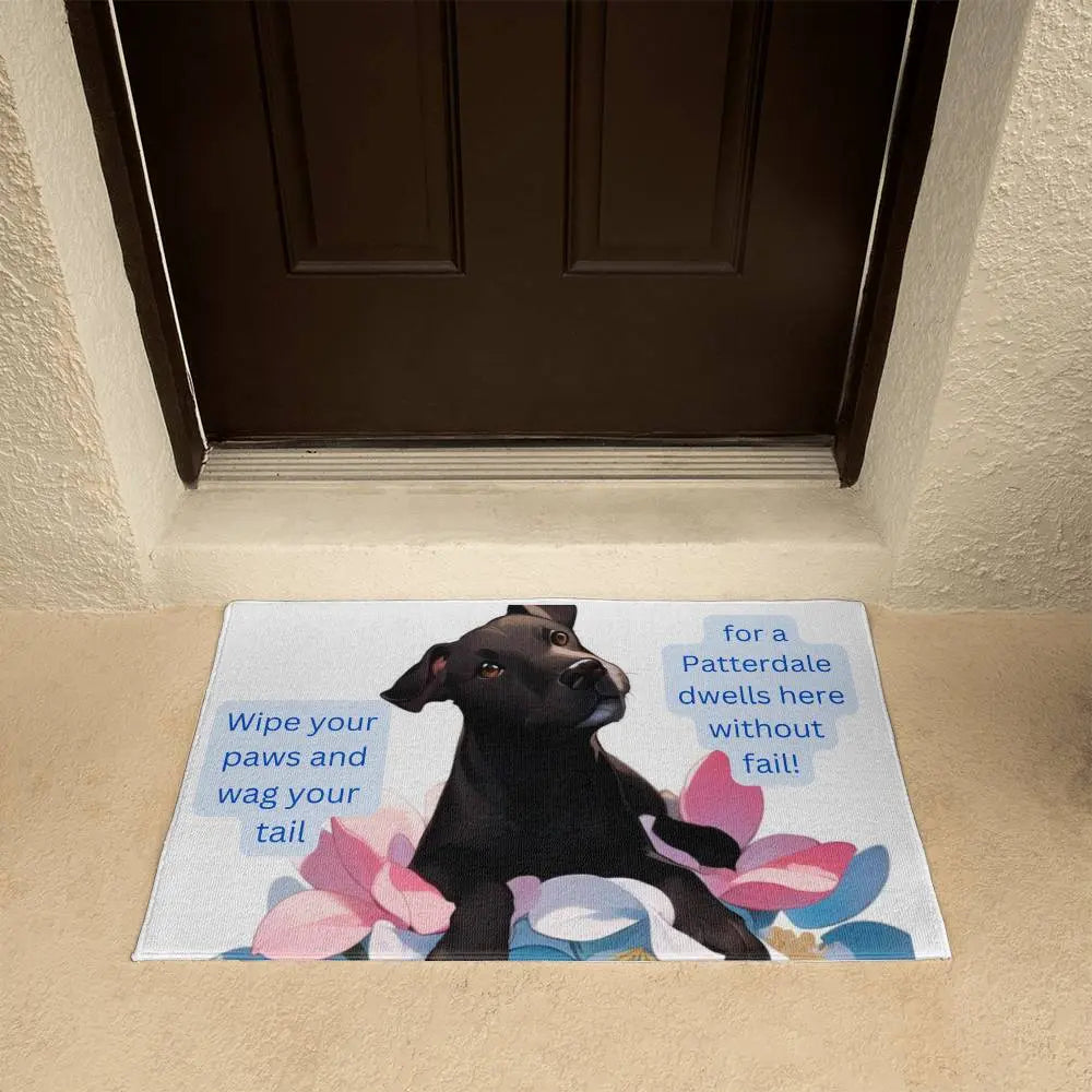 Wipe your paws and wag tail for a Patterdale dwells here without fail! - Pawsome zkcreartive