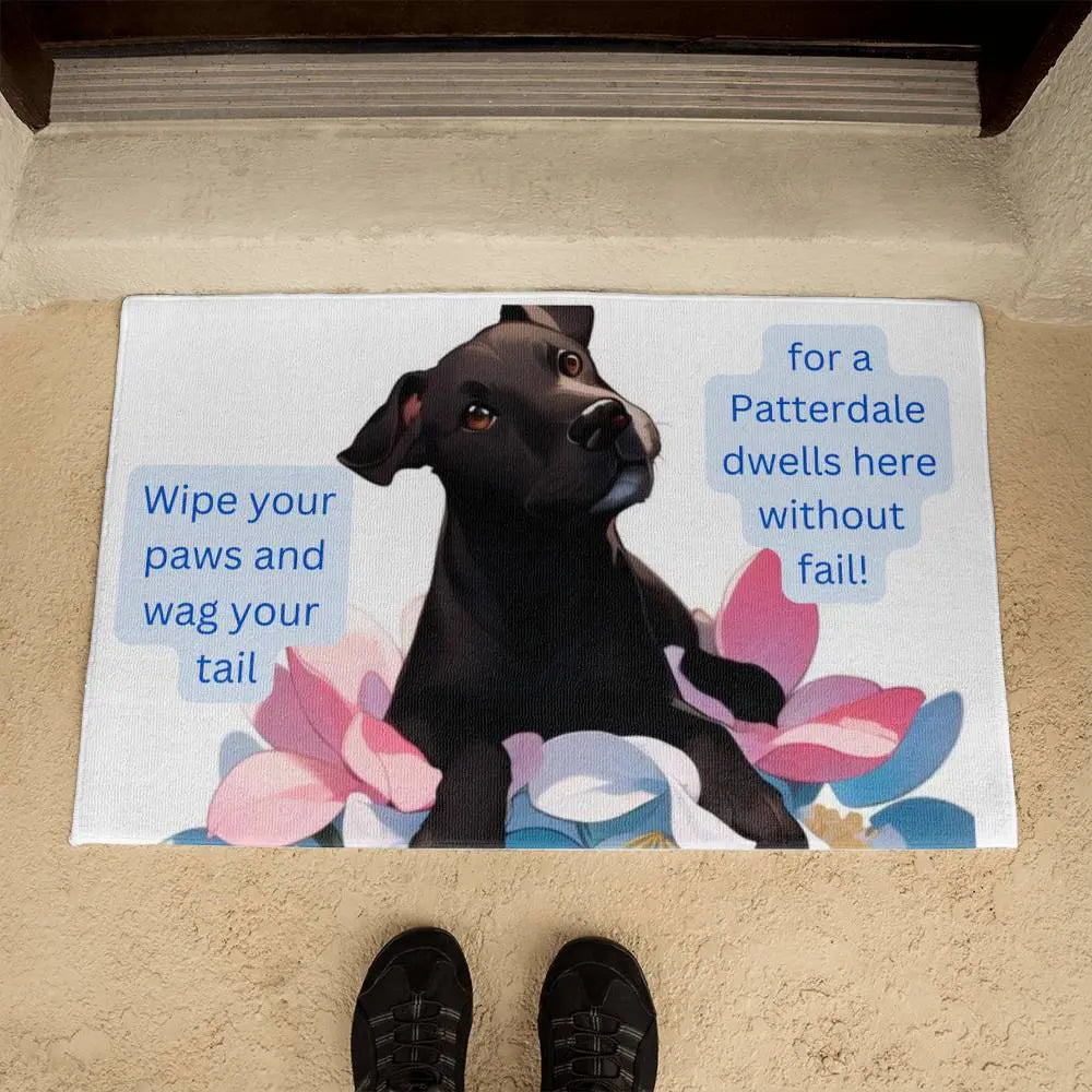 Wipe your paws and wag tail for a Patterdale dwells here without fail! - Pawsome zkcreartive