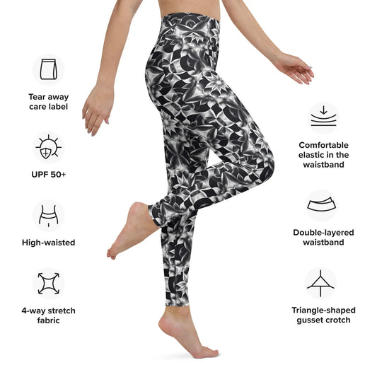 Yoga Leggings Black and white kaleidoscope pattern  Pawsome zkcreartive  XL 