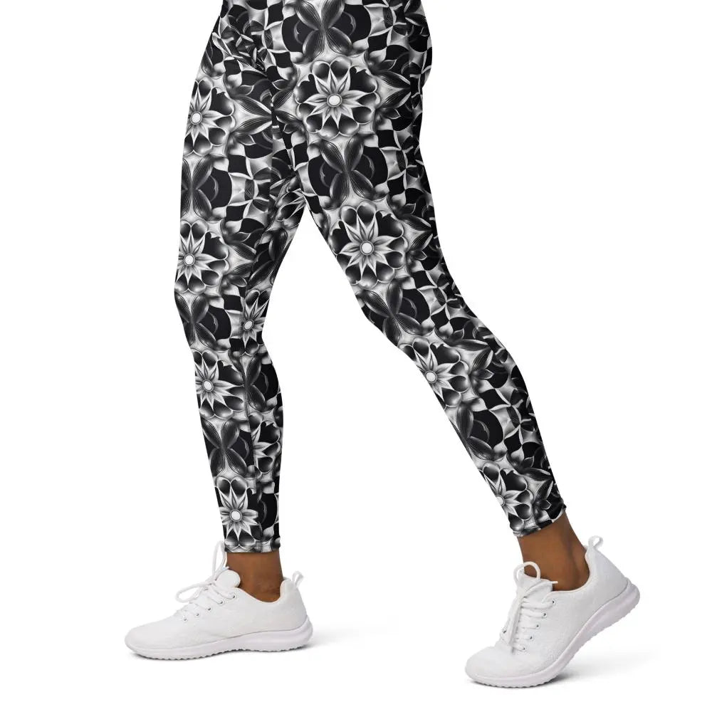 Yoga Leggings Black and white kaleidoscope pattern  Pawsome zkcreartive leggings  